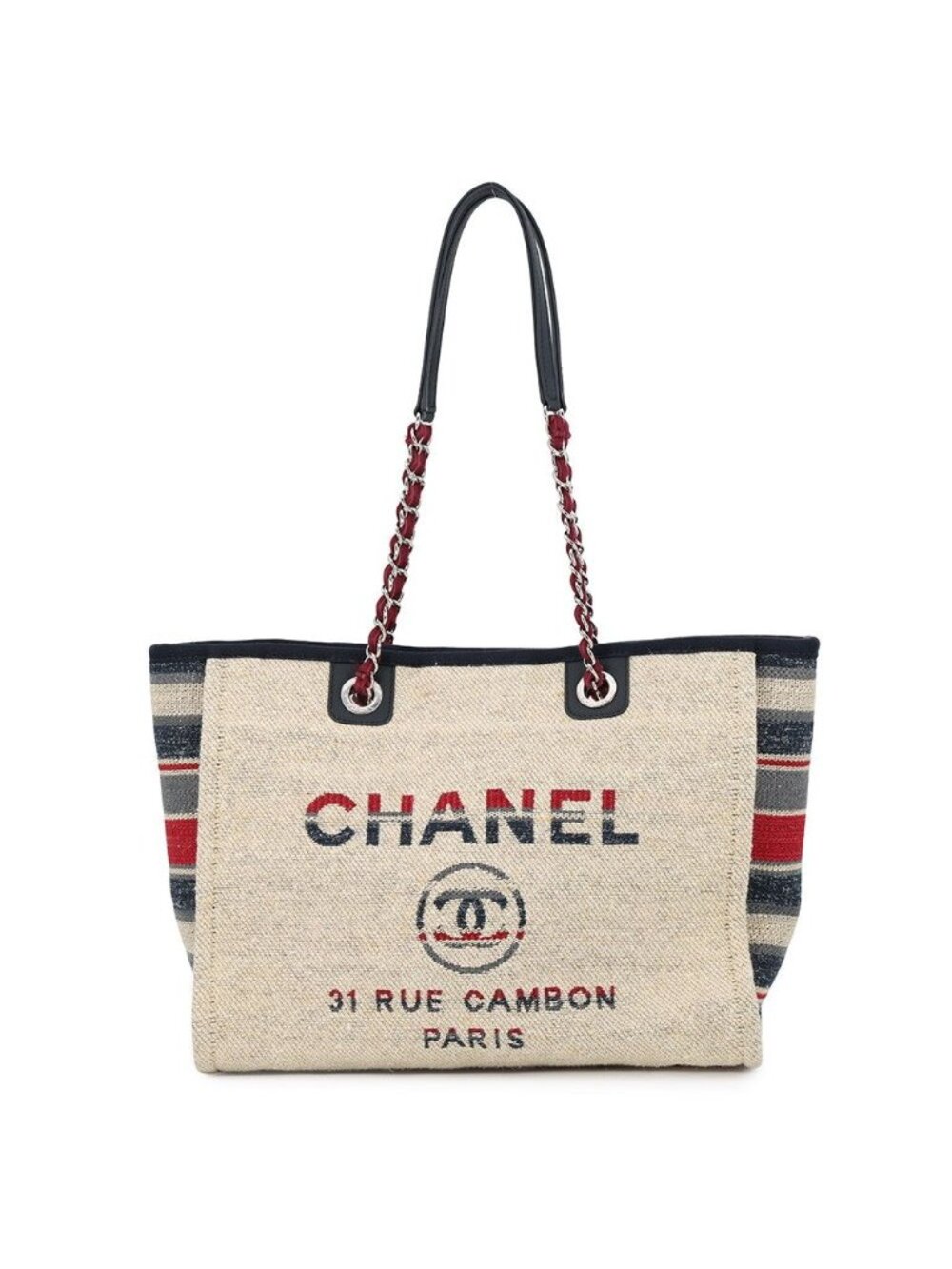 Chanel Tote Bag Deauville Line Shopping Logo Canvas
